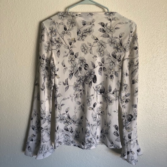 Limited Silk Floral Blouse with Flared Sleeves - Picture 2 of 5